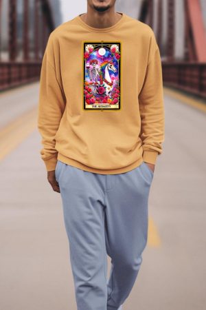 The Audacity Tarot Card Skeleton Skelly Unicorn Wine Women Sweatshirt