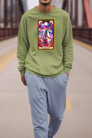 The Audacity Tarot Card Skeleton Skelly Unicorn Wine Women Sweatshirt