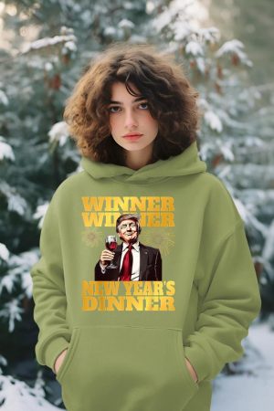 Funny Trump Winner Year's Dinner Trump Drinking Wine Hoodie