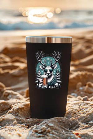 Rein-Beer Funny Christmas Winter Holiday Dad Joke Pun Humor Tumbler