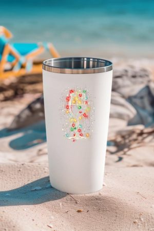 Glass Of Wine With Christmas Lights - Vintage Xmas Lover Tumbler