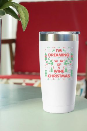 Funny Wine Drinking Wine Lover Ugly Christmas Sweater Party Tumbler
