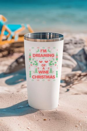 Funny Wine Drinking Wine Lover Ugly Christmas Sweater Party Tumbler