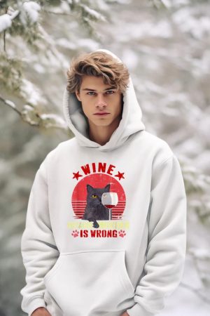 Funny Humor Cat Lover Men Women Reading and Drinking Wine Hoodie