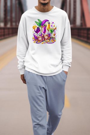 Mardi Gras Glass Of Wine Drinking Team Wine Festival Parade Sweatshirt