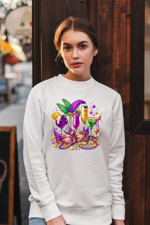 Mardi Gras Glass Of Wine Drinking Team Wine Festival Parade Sweatshirt