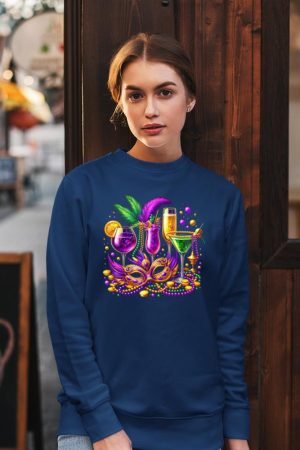 Mardi Gras Glass Of Wine Drinking Team Wine Festival Parade Sweatshirt