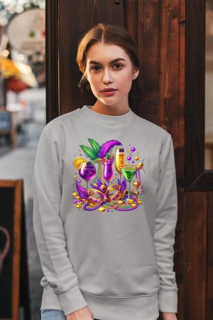 Mardi Gras Glass Of Wine Drinking Team Wine Festival Parade Sweatshirt