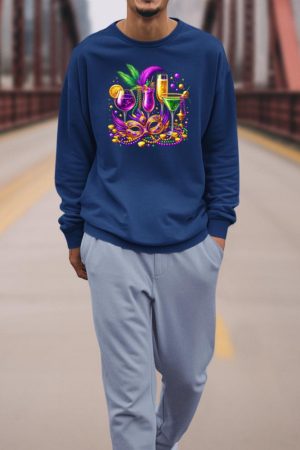 Mardi Gras Glass Of Wine Drinking Team Wine Festival Parade Sweatshirt