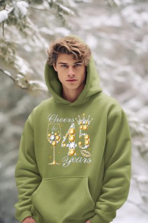 Cheers To 45 Years Old Happy 45th Birthday Queen Drink Wine Hoodie