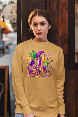 Mardi Gras Glass Of Wine Drinking Team Wine Festival Parade Sweatshirt