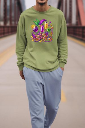 Mardi Gras Glass Of Wine Drinking Team Wine Festival Parade Sweatshirt