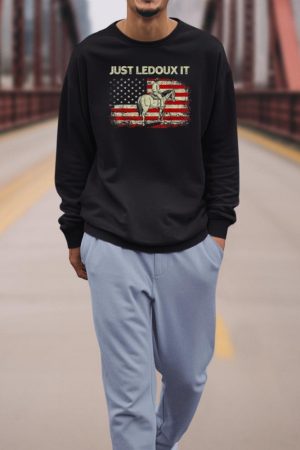 Just Ledoux It Cowboy Whiskey Wine Lover Vintage USA Flag Sweatshirt