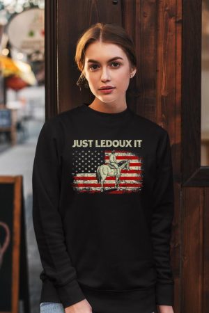 Just Ledoux It Cowboy Whiskey Wine Lover Vintage USA Flag Sweatshirt
