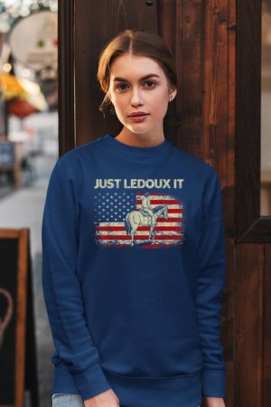Just Ledoux It Cowboy Whiskey Wine Lover Vintage USA Flag Sweatshirt