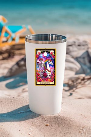 The Audacity Tarot Card Skeleton Skelly Unicorn Wine Women Tumbler