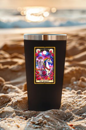 The Audacity Tarot Card Skeleton Skelly Unicorn Wine Women Tumbler