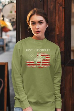 Just Ledoux It Cowboy Whiskey Wine Lover Vintage USA Flag Sweatshirt