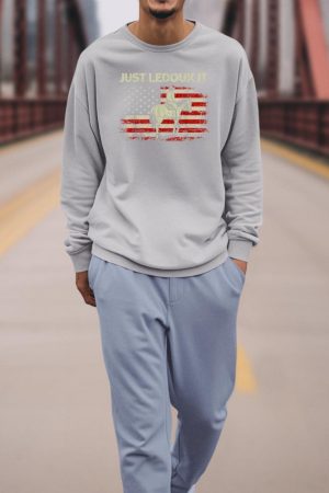 Just Ledoux It Cowboy Whiskey Wine Lover Vintage USA Flag Sweatshirt