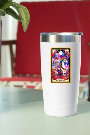 The Audacity Tarot Card Skeleton Skelly Unicorn Wine Women Tumbler