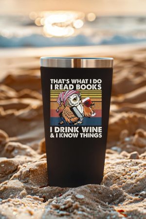 Vintage Owl That's What I Do I Read Books I Drink Wine Tumbler