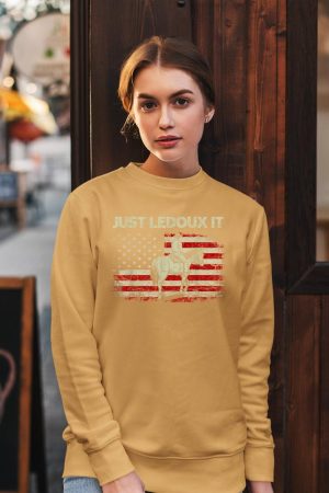 Just Ledoux It Cowboy Whiskey Wine Lover Vintage USA Flag Sweatshirt