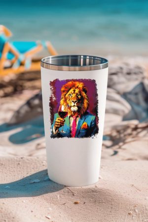 Lion Drinking Wine Tumbler