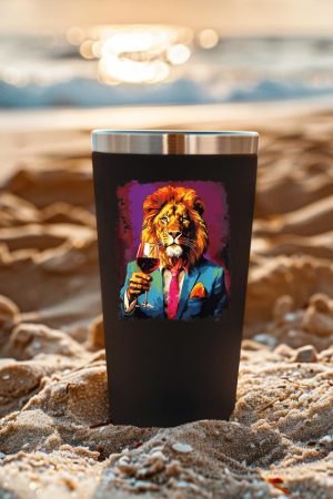 Lion Drinking Wine Tumbler