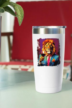 Lion Drinking Wine Tumbler
