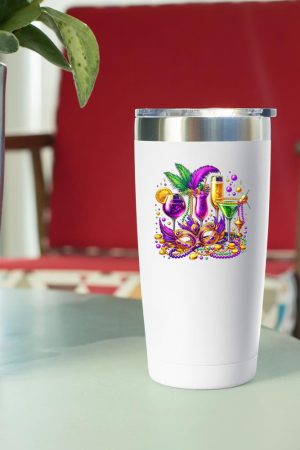 Mardi Gras Glass Of Wine Drinking Team Wine Festival Parade Tumbler