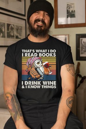 Vintage Owl That's What I Do I Read Books I Drink Wine T-Shirt