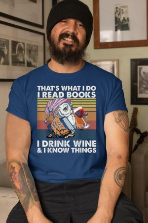 Vintage Owl That's What I Do I Read Books I Drink Wine T-Shirt