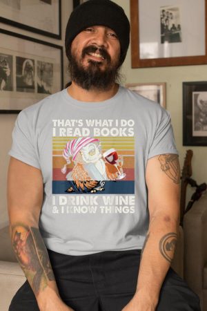 Vintage Owl That's What I Do I Read Books I Drink Wine T-Shirt