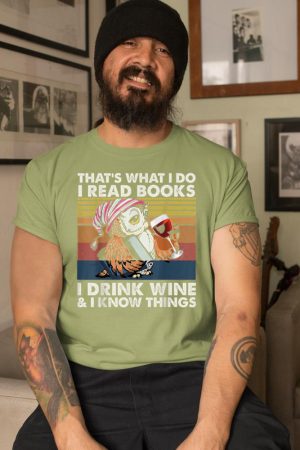 Vintage Owl That's What I Do I Read Books I Drink Wine T-Shirt
