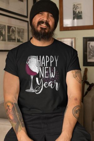 New Year Party Wine Glass Happy New Year New Years Eve T-Shirt