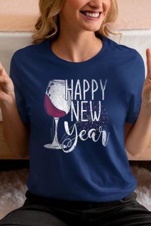 New Year Party Wine Glass Happy New Year New Years Eve T-Shirt