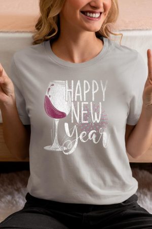New Year Party Wine Glass Happy New Year New Years Eve T-Shirt