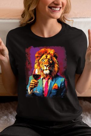 Lion Drinking Wine T-Shirt