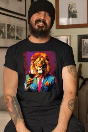 Lion Drinking Wine T-Shirt