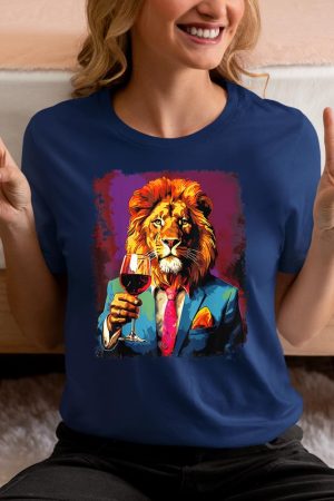 Lion Drinking Wine T-Shirt