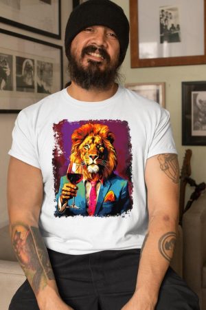Lion Drinking Wine T-Shirt