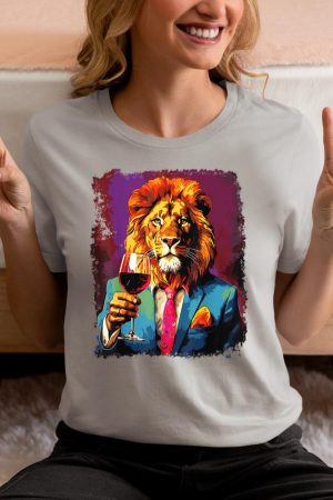 Lion Drinking Wine T-Shirt