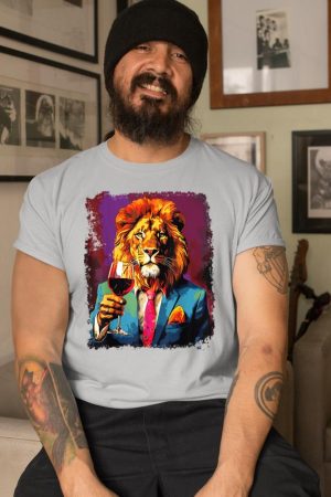 Lion Drinking Wine T-Shirt