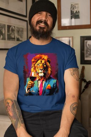 Lion Drinking Wine T-Shirt