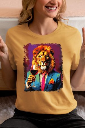 Lion Drinking Wine T-Shirt
