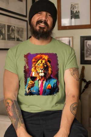 Lion Drinking Wine T-Shirt