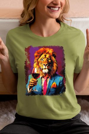 Lion Drinking Wine T-Shirt