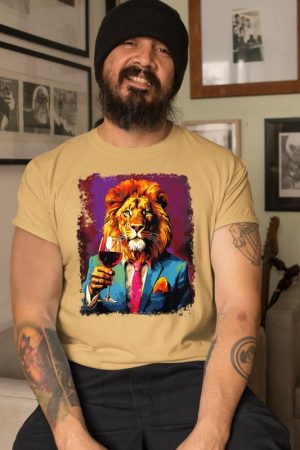 Lion Drinking Wine T-Shirt