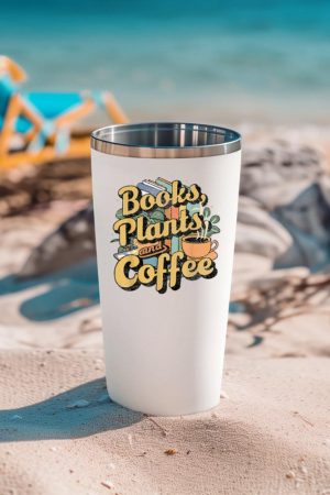 Vintage Books Plants And Coffee Funny Quote Gardening Tumbler