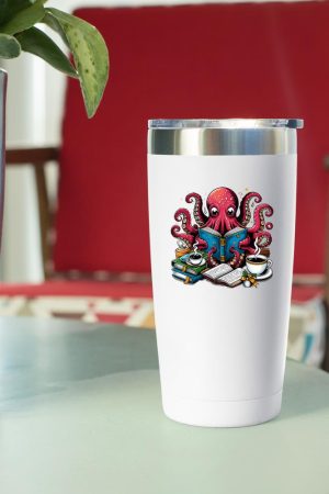 Octopus Reading Book Coffee Lover Bookaholic Bookworm Reader Tumbler